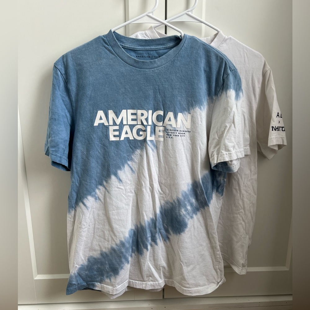 American Eagle BUNDLE 2 Cotton T Shirts Naito x AE and Tie Dye Blue Tee Medium - Picture 7 of 9